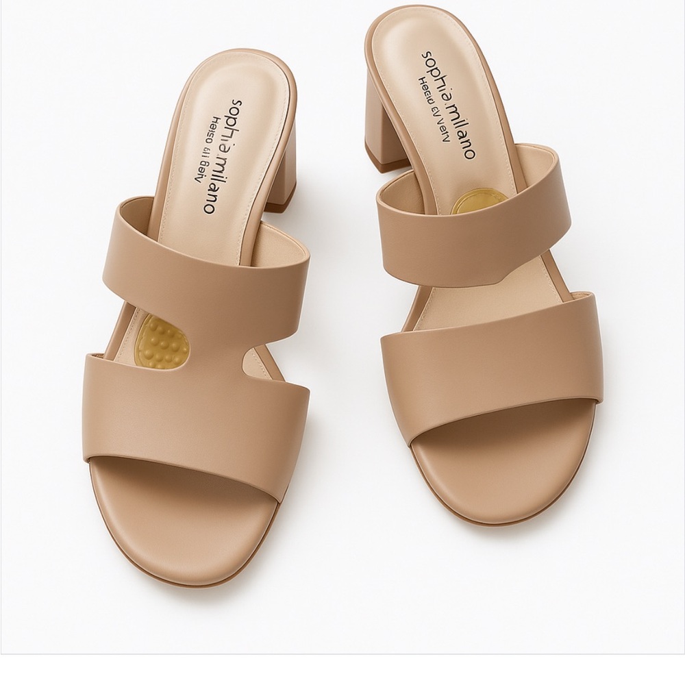 Sophia Milano Slip-On Wedge Sandals.